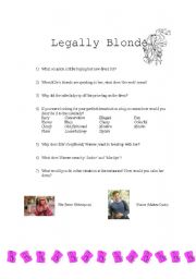 Legally Blonde movie worksheet