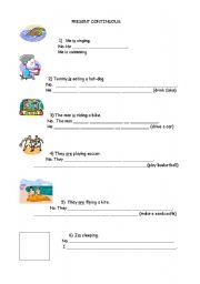 English Worksheet: present continuous negatives
