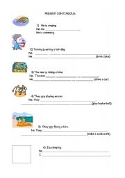 English worksheet: present continuous negatives