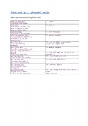 English worksheet: come and go - phrasal verbs