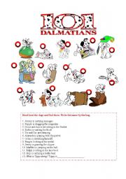 English Worksheet: 101 Dalmatians + Present Continuous