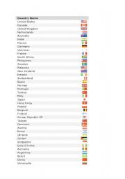 English Worksheet: countries and their flags