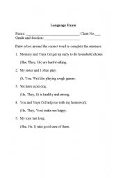 English worksheet: Pronouns