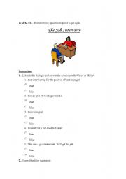 English worksheet: job interview