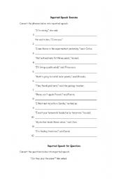 English Worksheet: Reported speech exercises