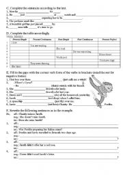 English worksheet: training test Chasity, part 2