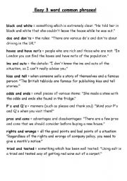 easy three word phrases, idioms