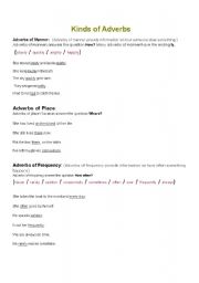 English worksheet: Adverbs