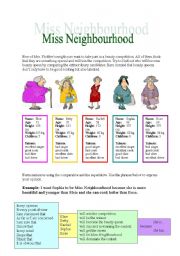 English Worksheet: Miss Neighbourhod - comparing 