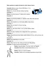 English Worksheet: Interview with a ballet dancer