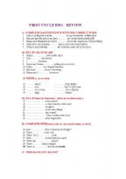English Worksheet: elementary grammar test