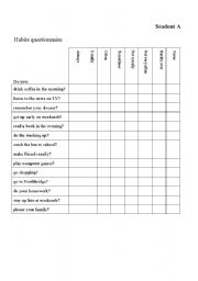 English Worksheet: Habits Questionnaire