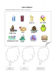 English worksheet: Types of Mixtures
