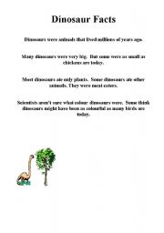 English worksheet: dinosaur facts