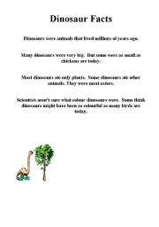 English Worksheet: dinosaur facts