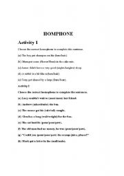 English Worksheet: homophone