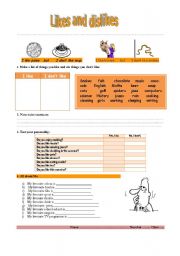 English Worksheet: Likes and dislikes