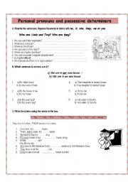 English Worksheet: Personal pronouns and possessive determiners