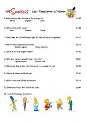 English Worksheet: Simpsons - The Last Temptation of Homer