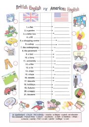 English Worksheet: British English vs American English