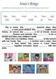 English Worksheet: Annas things