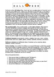 English Worksheet: Halloween-reading and speaking