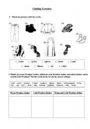 English Worksheet: Clothing Exercise