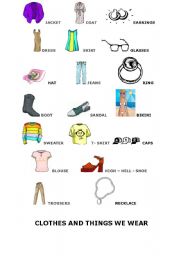English worksheets: Clothes and things we wear