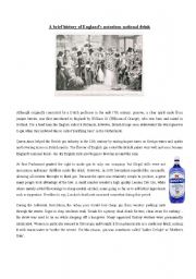 English Worksheet: A BRIEF HISTORY OF GIN (9 pages!)