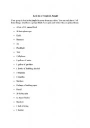 English worksheet: Lost on a Tropical Island