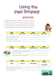 English Worksheet: simple past !!!!   questions