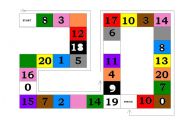 English Worksheet: Number - Colour game