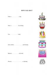 English Worksheet: How Old Am I? Counting and Numbers