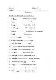 English worksheets: structures grade 5 parade