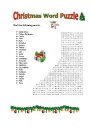 English Worksheet: Christmas Word puzzle