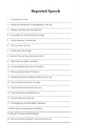 English Worksheet: Reported Speech