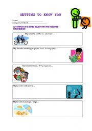 English Worksheet: GETTING TO KNOW YOU