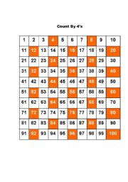 English worksheet: Counting by 4s