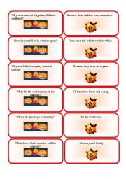 English Worksheet: Halloween jokes cards