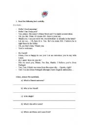 English worksheet: Ask for/ Giving personal information