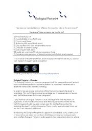 English Worksheet: Ecological Footprint