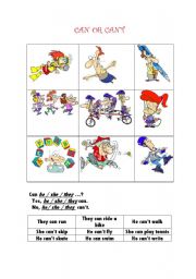 English Worksheet: Can or Cant