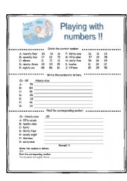 English Worksheet: Playing with numbers
