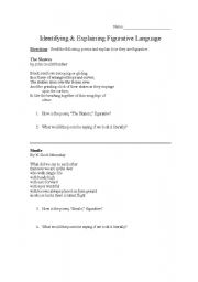 English Worksheet: Teaching Figurative and Literal Language