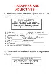 English Worksheet: ADVERB or ADJECTIVE? What should I use?