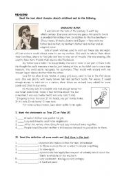 English Worksheet: READING & GRAMMAR