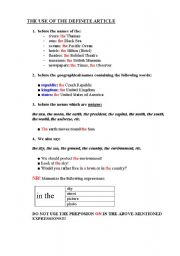 English Worksheet: The Definite Article