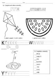 English Worksheet: K/Y/W