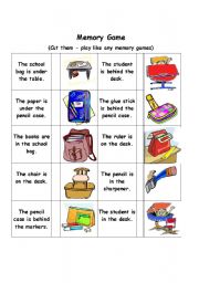 English Worksheet: Memory Game