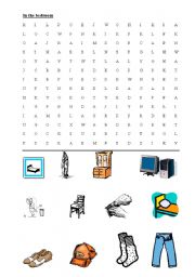 English Worksheet: Wordsearch - In the bedroom